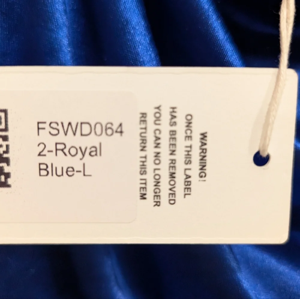 Faeriesty One Shoulder Sleeveless High Slit Blue Maxi Dress Large - Picture 12 of 12